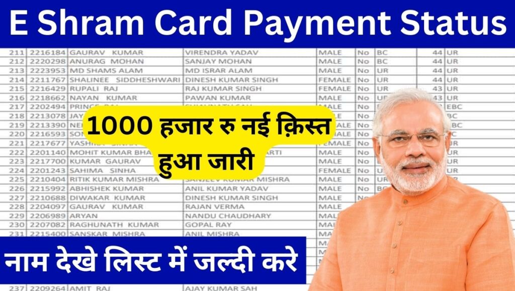 E Shram Card Payment Status